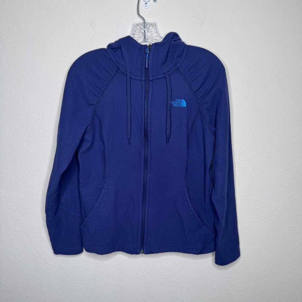 The North Face Women's Medium Full Zip Fleece Hoodie Jacket Blue Hooded